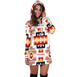 Powwow Store gb nat00075 white tribes pattern native american hoodie dress