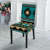 GB-NAT00509 Green Ethnic Aztec Pattern Dining Chair Slip Cover