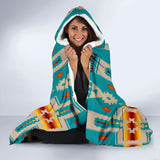 GB-NAT00062-05 Turquoise Design Native Hooded Blanket