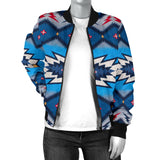 Powwow Storegb nat00542 blue pattern american womens bomber jacket