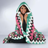 GB-NAT00415-03 Ethnic Geometric Pink Pattern Hooded Blanket