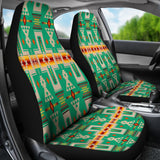 GB-NAT00062-CARS06 Light Green Tribe Design Native American Car Seat Covers
