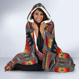 GB-NAT00046-11 Gray Pattern Native Hooded Blanket
