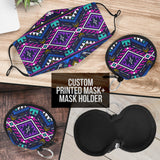 GB-NAT00380 Purple Tribe Pattern  Face Mask And Travel Case