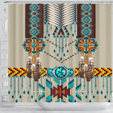 Turquoise Blue Pattern Breastplate Native American Shower Curtain GB-NAT00069-SCUR01