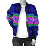 GB-NAT00680-04 Pattern Blue Native Women's Bomber Jacket