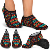 GB-NAT00046-02 Black Native Tribes Pattern Native American Aqua Shoes
