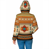 Powwow Storegb nat00559 yellow native pattern womens padded hooded jacket new