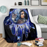 Powwow Store gb nat00355 native girl dream catcher blue galaxy blanket