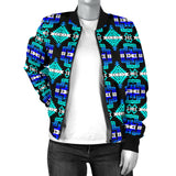 GB-NAT00656-02 Pattern Blue Native Women's Bomber Jacket