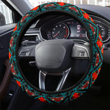 GB-NAT00112 Dark Brown Red Pattern Steering Wheel Cover
