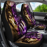 GB-NAT0005-CARS01 Dreamcatcher Purple Wolf Native American Car Seat Covers