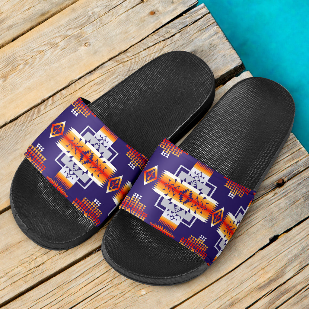 GB-NAT0004-SAND01 Purple Pattern Native American Slide Sandals - Powwow Store