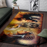 Native Women With Wolf Native American Area Rug no link