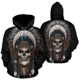 Indian Skull Chief Native American All Over Hoodie