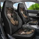 Gray Wolf Jumping Native American Car Seat Covers