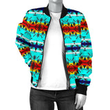 GB-NAT00631 Pattern Blue Native Women's Bomber Jacket