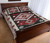 Tribal Red Brown Pattern Native American Quilt Bed Set