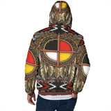 Powwow Storegray native pattern mens padded hooded jacket