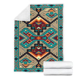 GB-NAT00016 Tribe Blue Pattern Native American Premium Blanket