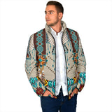 Powwow Storegb nat00069 turquoise blue pattern breastplate mens padded jacket