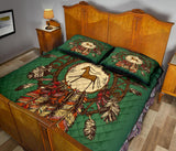 Green Horse Dreamcatcher Native American Quilt Bed Set - Powwow Store