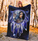 Powwow Store gb nat00355 native girl dream catcher blue galaxy blanket