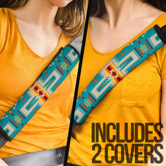 GB-NAT00062Turquoise Tribe Design  Seat Belt Cover
