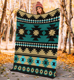 Powwow Store gb nat00509 green ethnic aztec pattern blanket