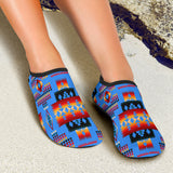 GB-NAT00046-13 Navy Tribes Pattern Native American Aqua Shoes