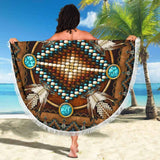 Mandala Brown Native American Pride Beach Towel