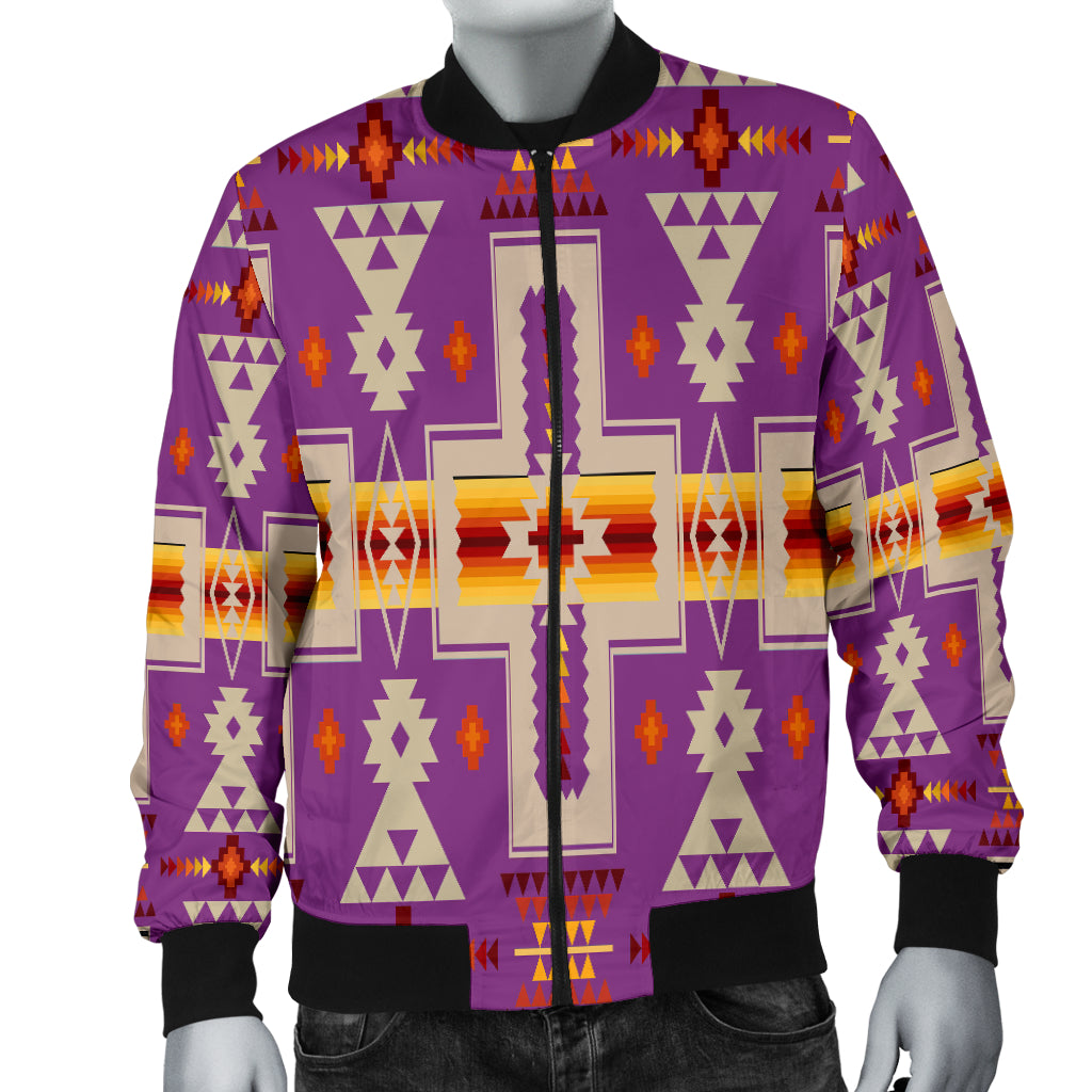 Powwow Store gb nat00062 07 light purple tribe design native mens bomber jacket