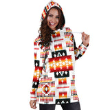 Powwow Store gb nat00075 white tribes pattern native american hoodie dress