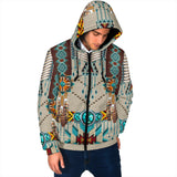 Powwow Storegb nat00069 turquoise blue pattern breastplate mens padded hooded jacket 1