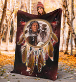 Powwow Store gb nat00393 chief animals red galaxy blanket