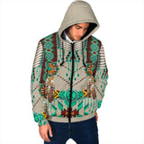 GB-NAT00069-02 Green Pattern Men's Padded Hooded Jacket