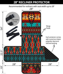 Dark Brown Red Pattern Native American 28" Recliner Sofa Protector - Powwow Store