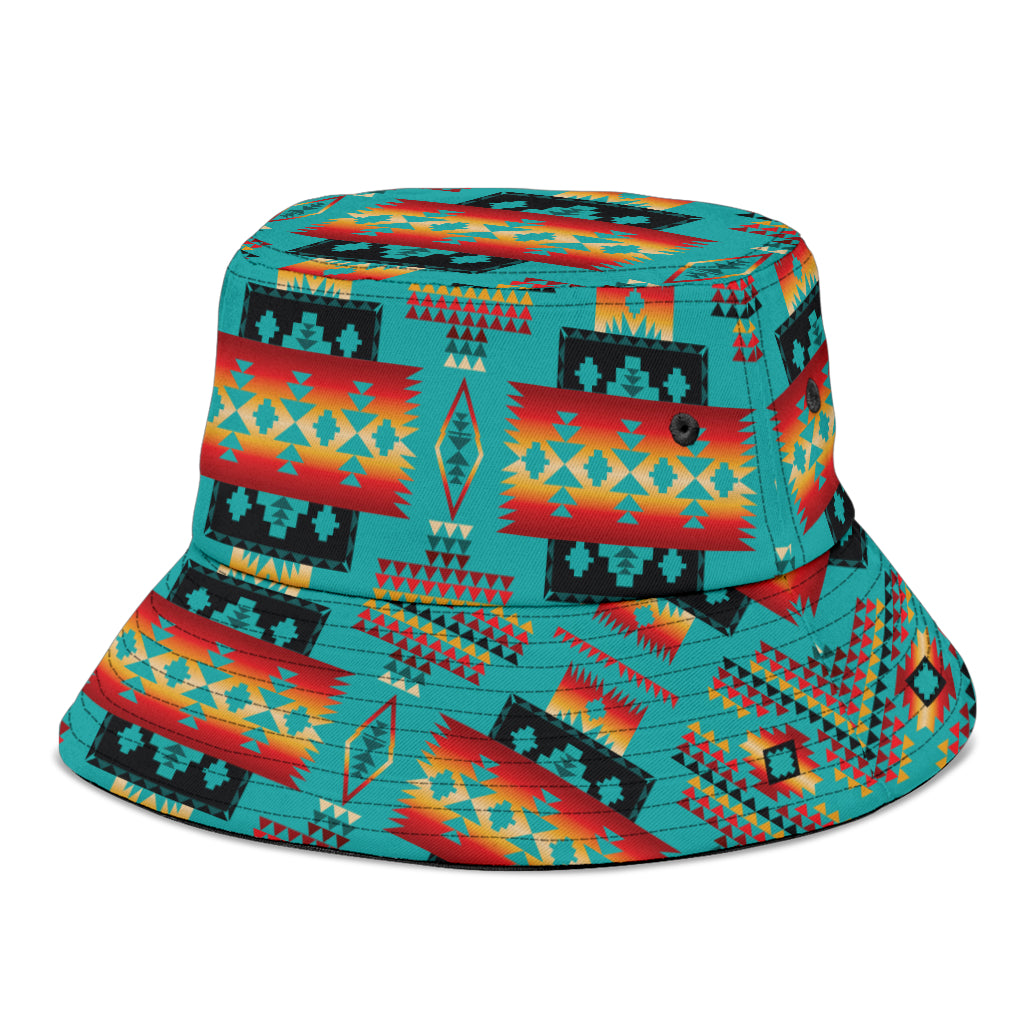 GB-NAT00046-01 Blue Native Tribes Pattern Bucket Hat – Powwow Store