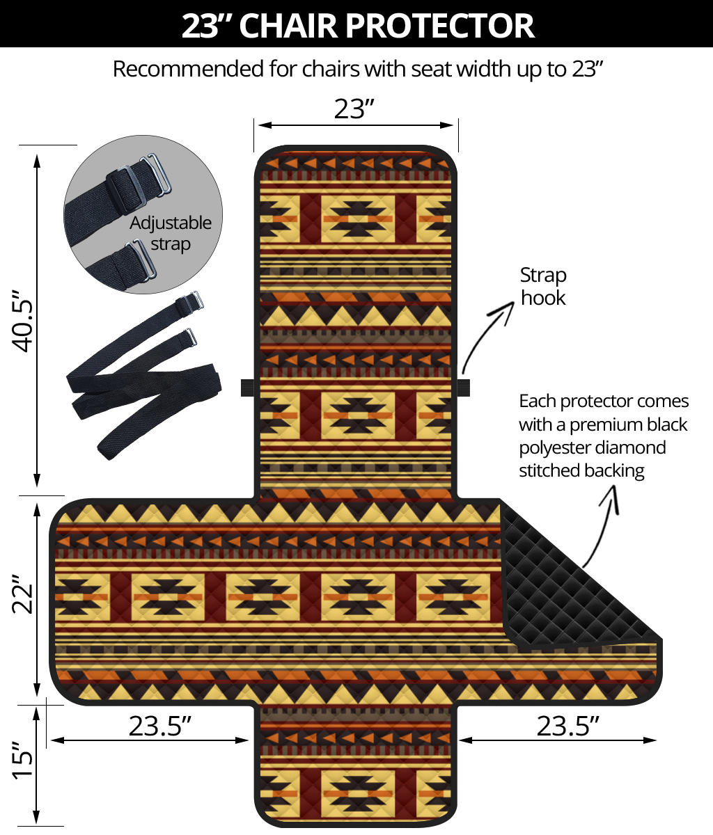 GB-NAT00507 Brown Ethnic Pattern Native 23" Chair Sofa Protector - Powwow Store