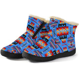 GB-NAT00046-12 Dark Blue Native Tribes Pattern Native American Cozy Winter Boots