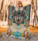 Powwow Store gb nat00069b blue mandala wolf blanket