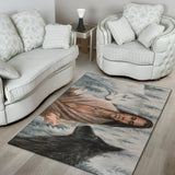 Man And Wolf Native American Area Rug