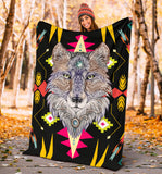 Powwow Store gb nat00345 wolf full color pattern blanket