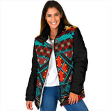 Powwow Storegb nat00112 dark brown red pattern womens padded jacket