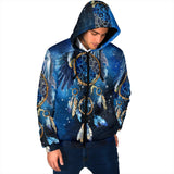 Powwow Storegb nat00065 blue galaxy dreamcatcher native mens padded hooded jacket 1