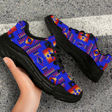 GB-NAT00046-06  Dark Blue Native Tribes Pattern Chunky Sneakers