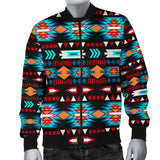 Powwow Storegb nat00573 light neon blue pattern mens bomber jacket