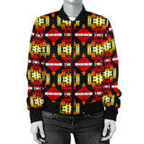 GB-NAT00656 Pattern Red Native  Women's Bomber Jacket