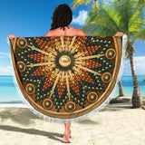 Naumaddic Arts Brown Stone Native American Design Beach Towel - Powwow Store