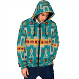 GB-NAT00062-05 Turquoise Tribe Men's Padded Hooded Jacket